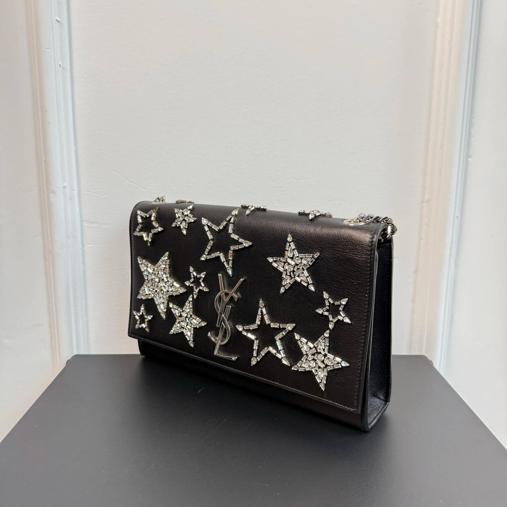 【#127】Pre-owned YSL Kate Small Black and Crystal Shoulder Bag HZ2510180&&