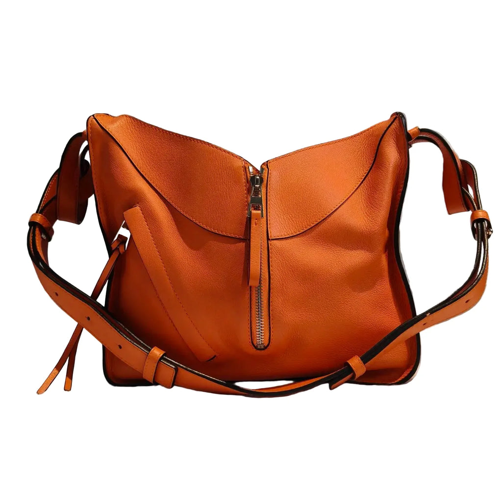 【#110】Pre-owned Loewe Anton Small Orange Calfskin Crossbody Bag HZ260119016