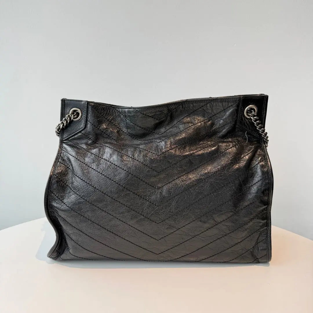 【#122】Pre-owned YSL Saint Laurent Niki Large Shopping Tote Black Leather Bag