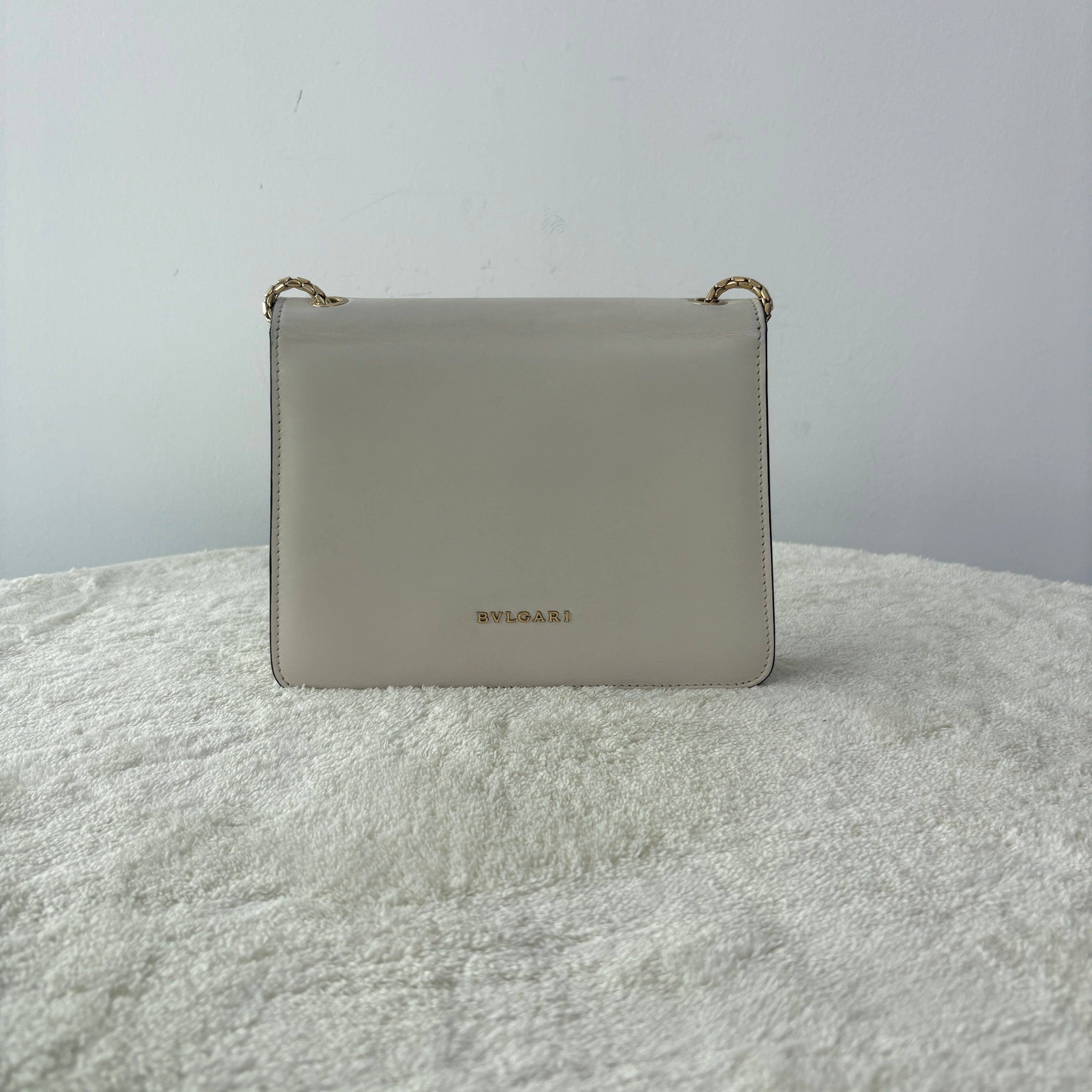 【#001】Pre-owned BVLGARI Serpenti Forever Small White Calfskin Cupid's Arrow Shoulder Bag HZ2512040&&