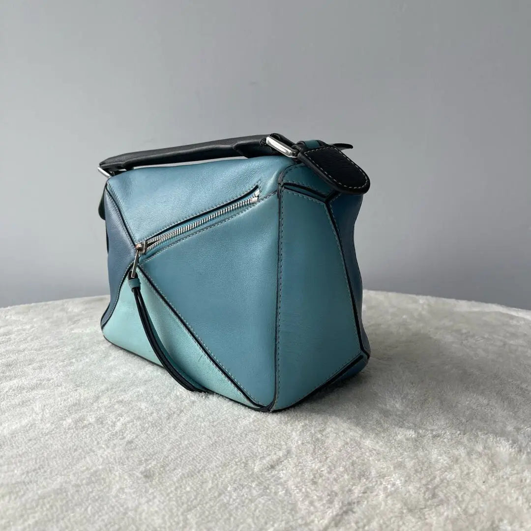 【#100】Pre-owned Loewe Puzzle Bagsmall Multitone Blue Leather HZ25111019