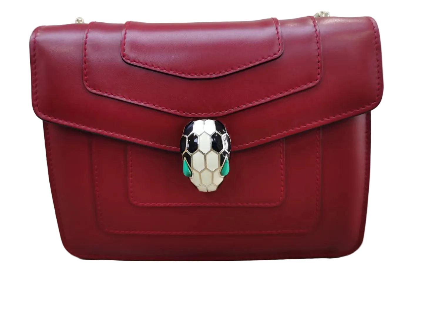 【#004】Pre-owned BVLGARI Serpenti Forever Medium Fuchsia Smooth Calfskin Shoulder Bag HZ2505230&&